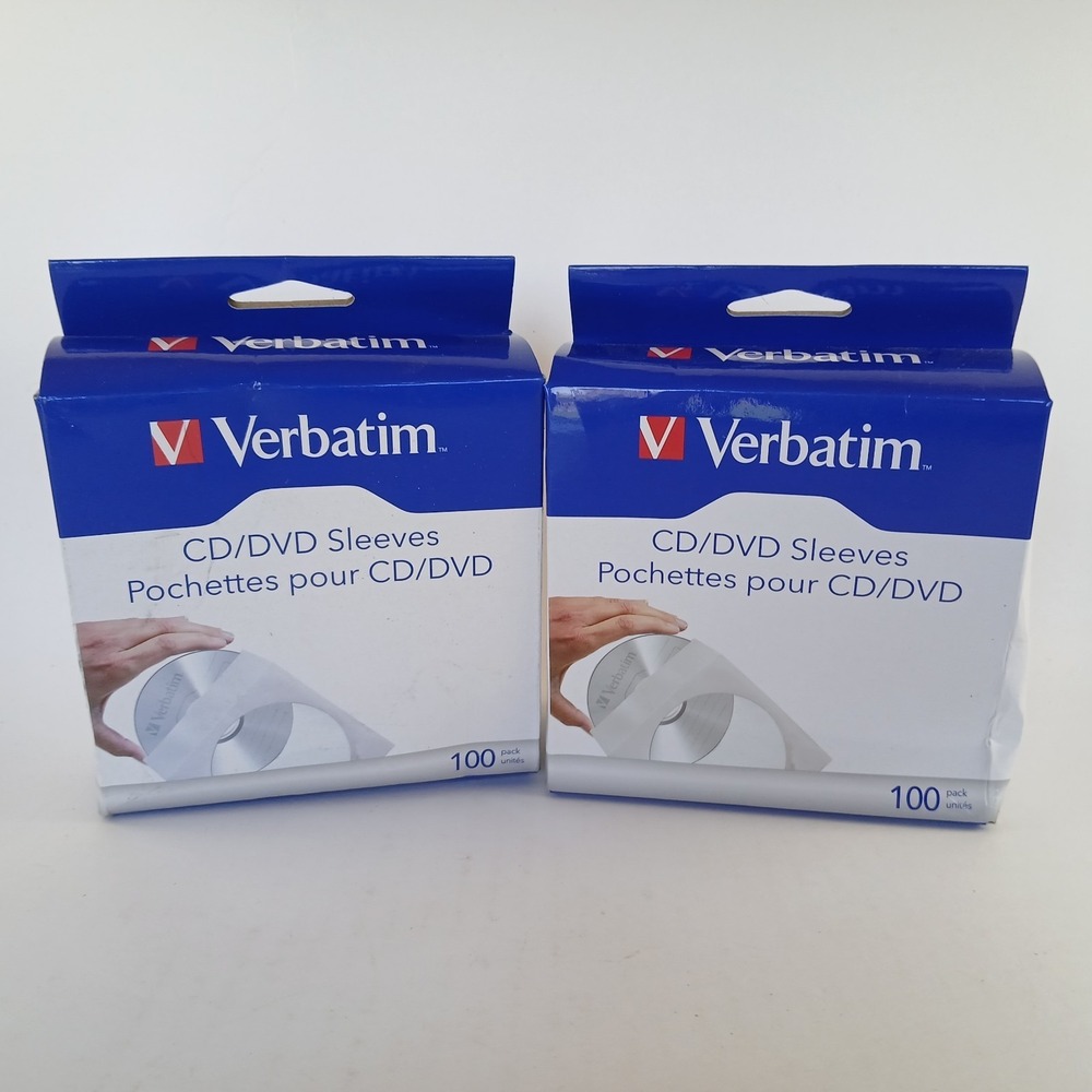 Lot Of 2 Verbatim CD/DVD Paper Sleeves-with Clear Window 100pk